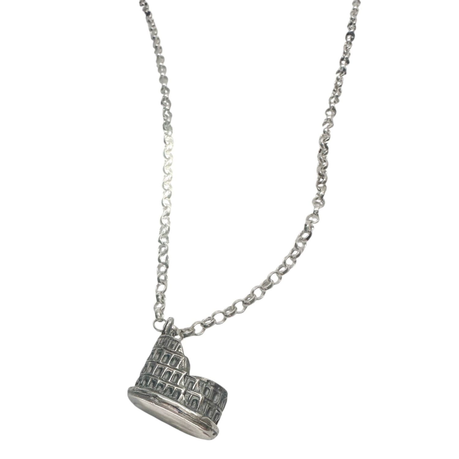 Colosseo Pendant Necklace – Handmade Sterling Silver 925 – Roman Colosseum