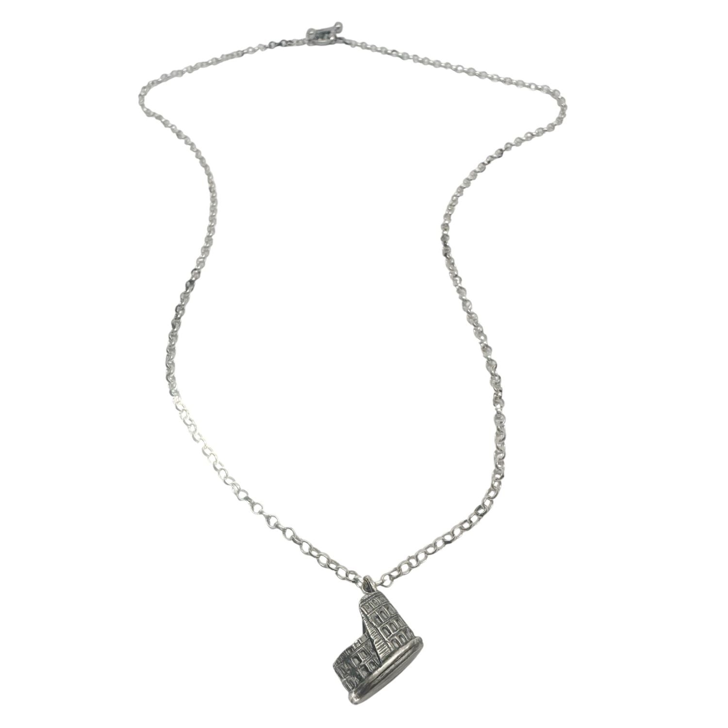 Colosseo Pendant Necklace – Handmade Sterling Silver 925 – Roman Colosseum