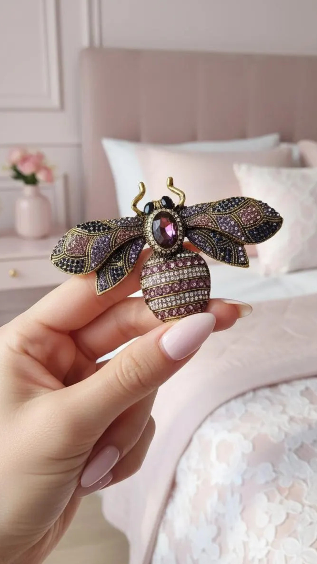 Bee Crystal Brooch Pin Oversized Statement Jewellery
