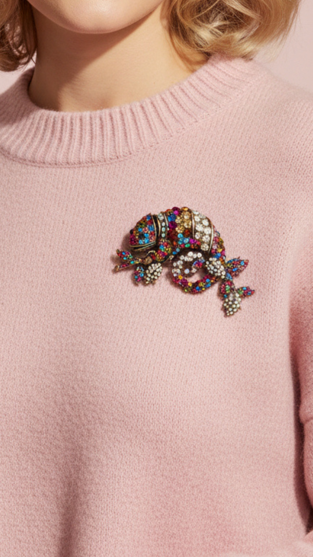 Crystal Chameleon Lizard Oversized Statement Brooch Pin