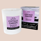 COTTAGE GARDEN - Damask Rose, Hawthorn and Violet - handmade soy candle - 200g - white glass