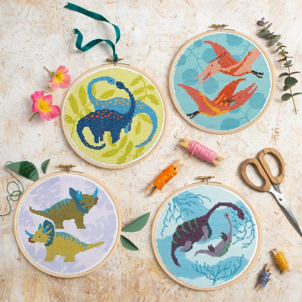 Diplodocus Dinosaur Cross Stitch Kit for Beginners