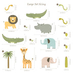 Cute Safari Animals Wall Decal for Kids | Removable Peel and Stick Wall Decals | African Animals Wall Stickers