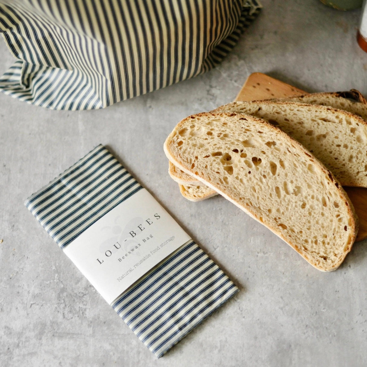 THE Beeswax Bag-Navy Stiped