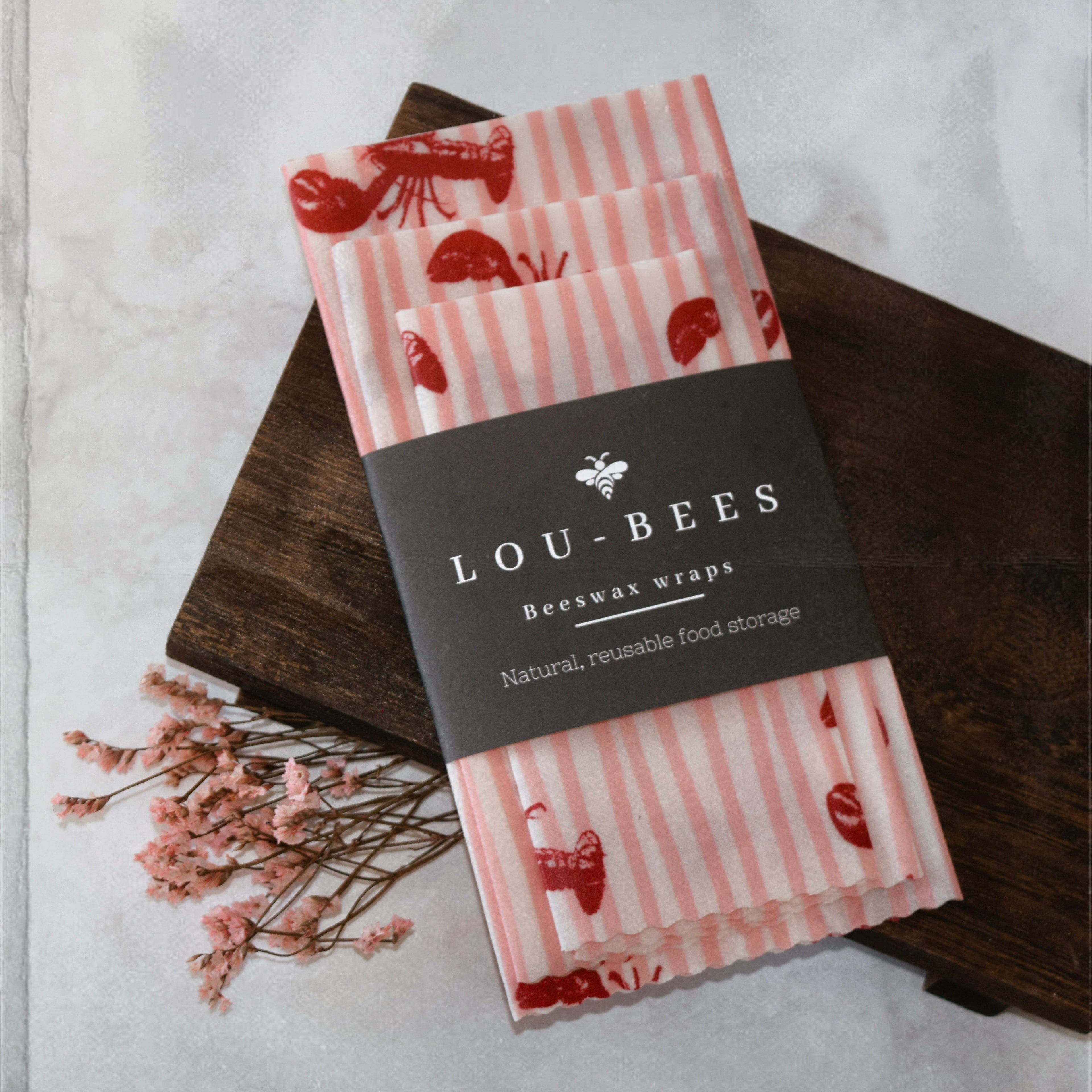 Lobster Beeswax Wraps – Reusable Food Wrap Set (3 Pack)