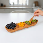 Handcrafted Olive Wood Divided Serving Dish | 2, 3, or 4 Compartment Appetizer Tray | Individual or 3-Piece Set