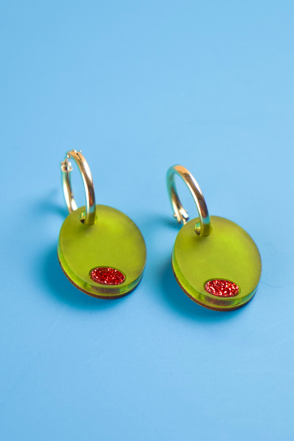 Green Olive Hoop Earrings