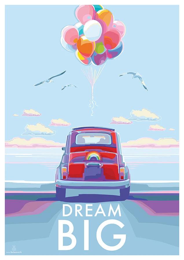 Dream Big Motivational Poster – Vintage Style Inspirational Art by BeckyBettesworth (dream-big)