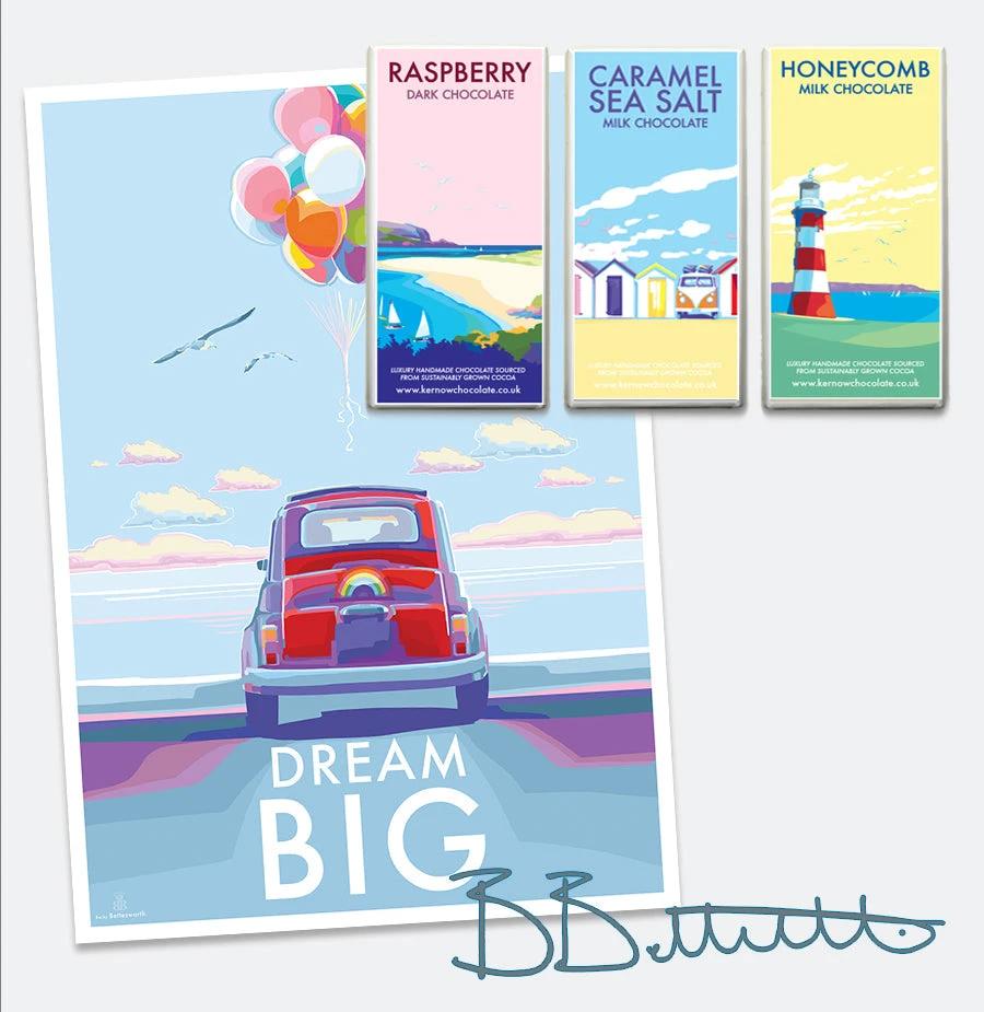 Dream Big Motivational Poster – Vintage Style Inspirational Art by BeckyBettesworth (dream-big)
