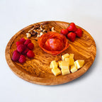 Olive Wood Round Serving Plates Set | 21cm 25cm 28cm Charcuterie Platter Dishes