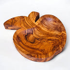 Handmade Olive Wood Apple-Shaped Snack Bowl - 14cm Decorative Serving Dish
