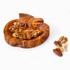 Handmade Olive Wood Apple-Shaped Snack Bowl - 14cm Decorative Serving Dish