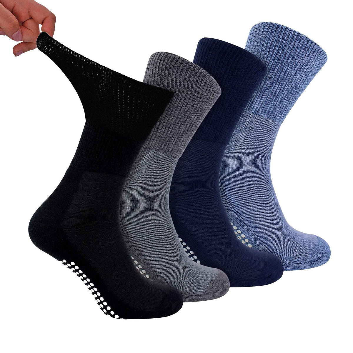 4 Pack Bamboo Diabetic Socks With Grips for Men and Women