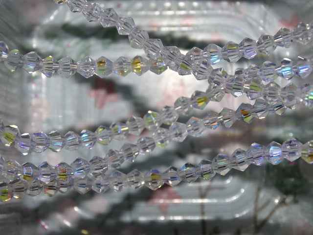 Ab Rainbow Plated Imitation Austrian Crystal Bicones  4~4.5x4mm