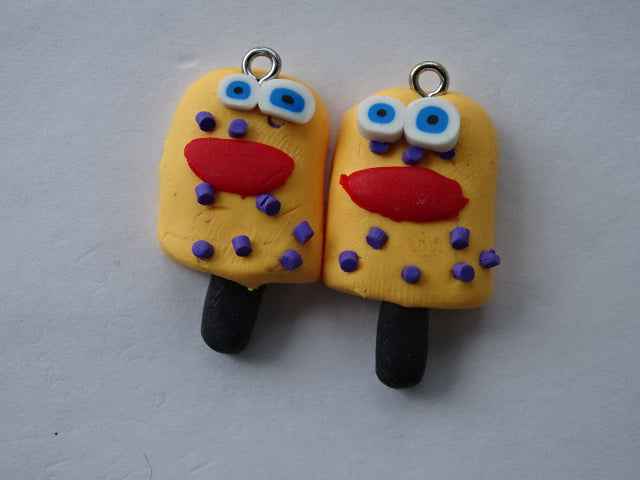 'Orange Sherbert'  Ice Lolly Polymer Clay Charm
