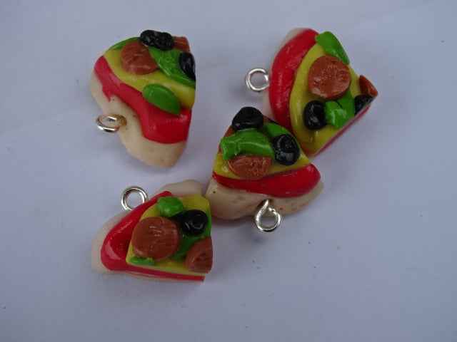 Handmade Polymer Clay 'Yummy Pizza' Charms