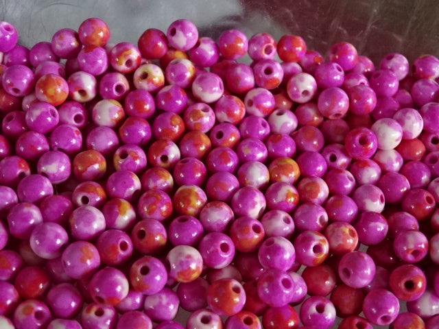 Semi Precious Natural Dyed White Jade.  6mm  'Pink Sunset'