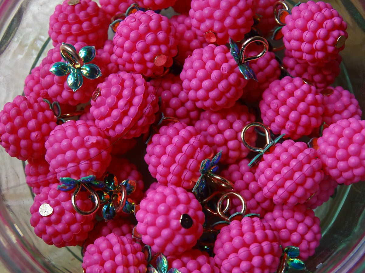 'Berry Cute'  Resin Pendant  With Gold Coloured Finding.   'Pink'