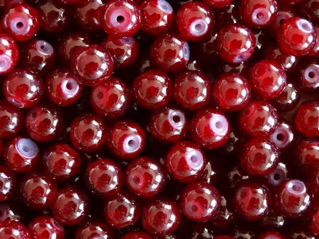 Deep Garnet 8mm Glass Beads