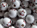 Chunky 'Santa'  Painted Natural Wood Beads 16mm x 15mm