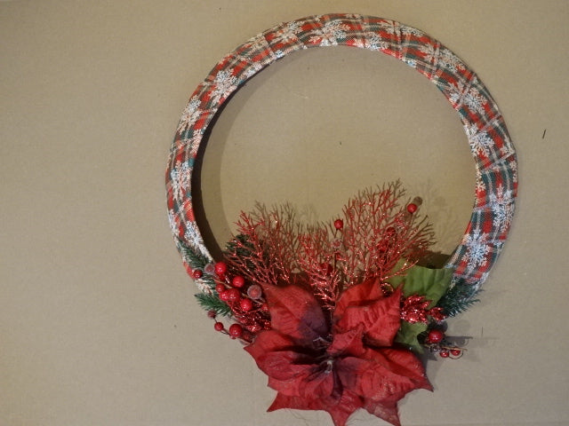 Handmade Christmas wreath with Poinsettia