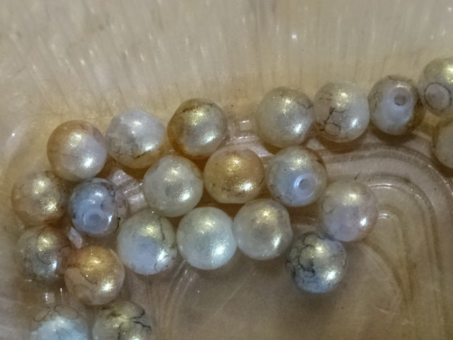 Golden Khaki 8mm glass crackle beads