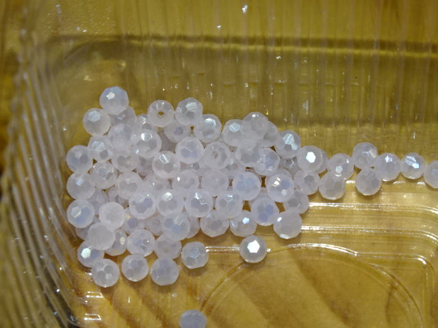 'Sparkling Petal' 4mm imitation faceted AB coated jade