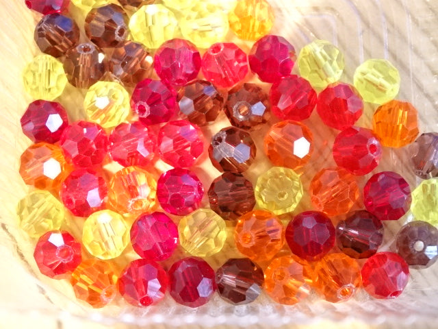 'Autumn Sparkle Mix'    8mm Imitation Austrian Crystal Faceted Glass Beads