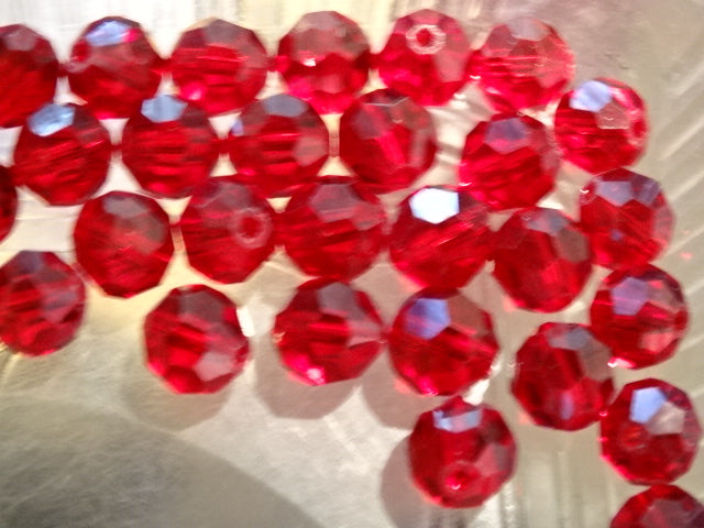 'Deep Red'  Imitation Austrian Crystal Faceted Glass Beads  8mm