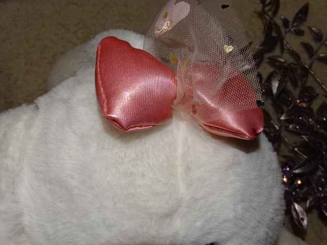 White Fluffy Plush Soft Toy Lop Eared Bunny in Dress    Approx 50cm Tall