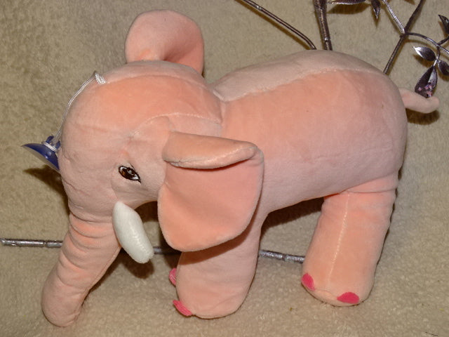 Cute Velvet Feel Plush Toy Pink Elephant   24cm Long x 18cm High  (approx)