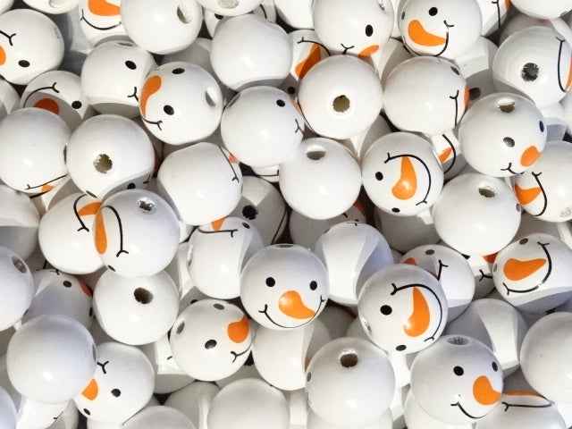 'Chunky Snowman Head'  Natural Wood Beads  19.5 x 18 mm (approx)