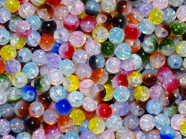 'Crackle Cocktail Mix'  Imitation Opalite Effect 6 x 5 mm 2 Toned Crackle Glass Beads