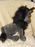 'Large Silver Grey and Black Dark Theme  3 Eyed Bull '  Velvet Feel Plush Toy