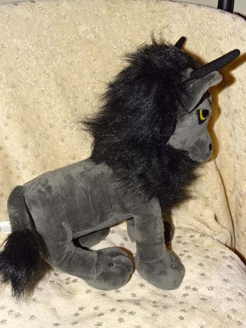 'Large Silver Grey and Black Dark Theme  3 Eyed Bull '  Velvet Feel Plush Toy