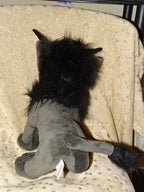 'Large Silver Grey and Black Dark Theme  3 Eyed Bull '  Velvet Feel Plush Toy