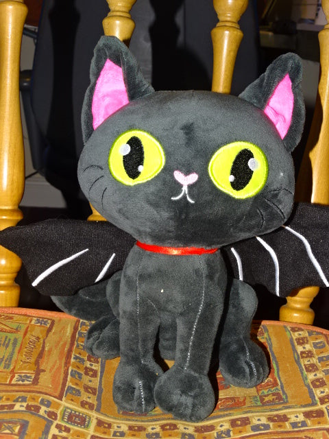 'Bat Cat'  Cute Velvet Feel Plush Toy Cat   ( Approx 25cm high)
