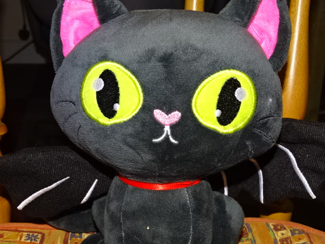 'Bat Cat'  Cute Velvet Feel Plush Toy Cat   ( Approx 25cm high)