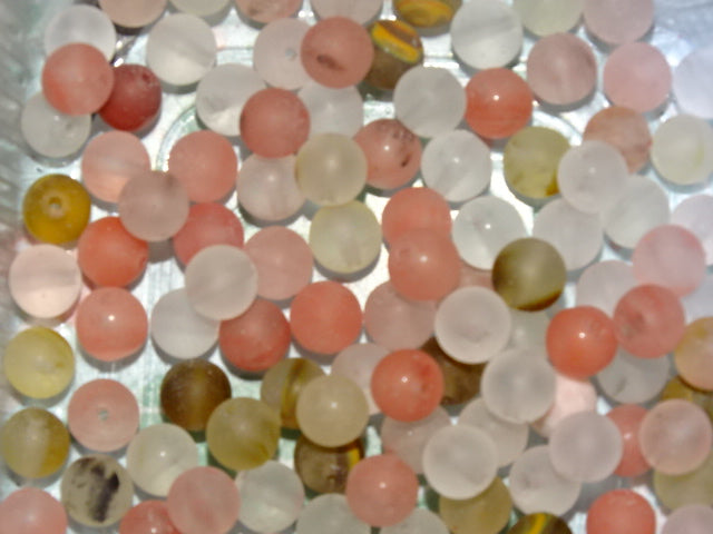 'Caramel And Marshmallows'  6mm Frosted Glass Beads