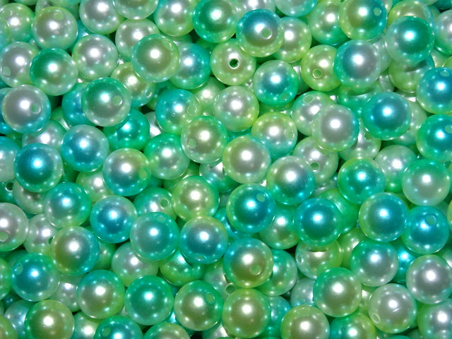 ' Fairy Pools'  Rainbow ABS Plastic Imitation Pearl Multi Toned Beads 12mm
