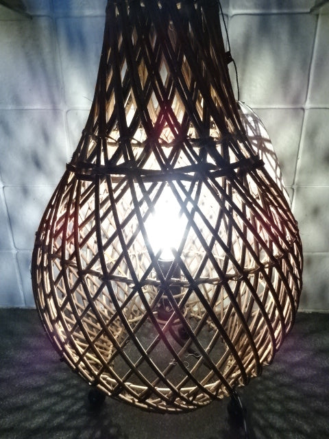 Natural Rattan Table Lamp  ( Bulb Included )  Dark Brown