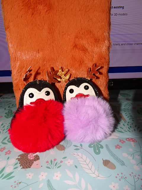 'Antonio Antlers'   Fluffy Penguin'  Keying / Bag Charm / Festive Gift