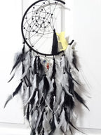 'Midnight Cat'  Feather and Imitation Gemstone Dreamcatcher
