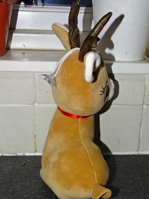 Velvet Feel Soft Plush Reindeer Toy  30cm x 10cm Approx