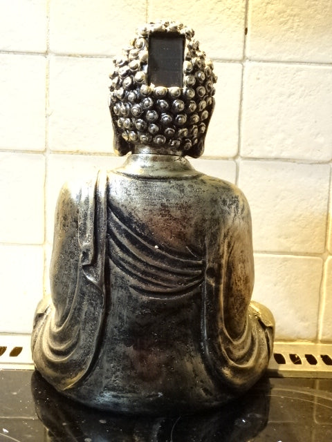 Solar Powered Resin Buddha  25cm x 20cm x 32cm