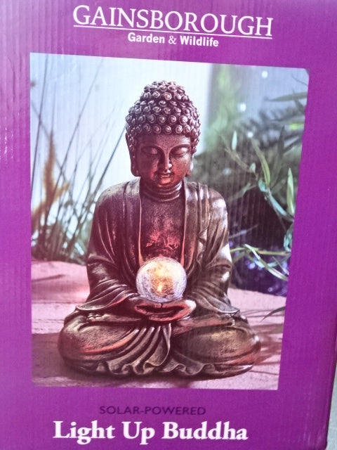 Solar Powered Resin Buddha  25cm x 20cm x 32cm
