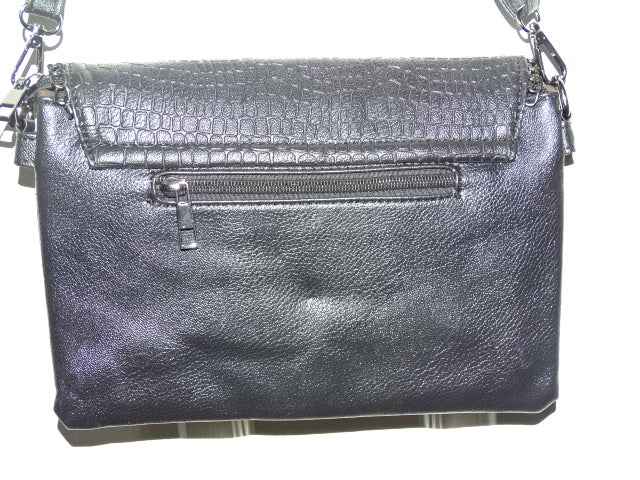 Faux Leather Embossed Pattern Envelope Style Shoulder Bag / Purse