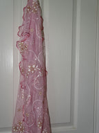 Pretty Pink, White And Gold Bridal / Summer / Fine Stretchy Mesh Polyester Scarf / Shawl