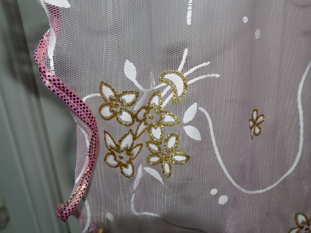 Pretty Pink, White And Gold Bridal / Summer / Fine Stretchy Mesh Polyester Scarf / Shawl