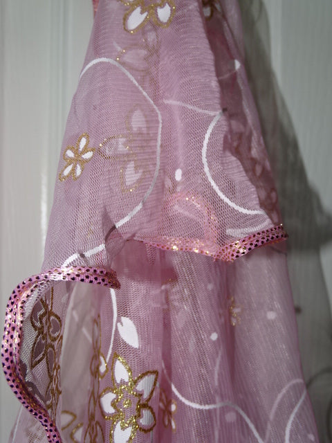 Pretty Pink, White And Gold Bridal / Summer / Fine Stretchy Mesh Polyester Scarf / Shawl